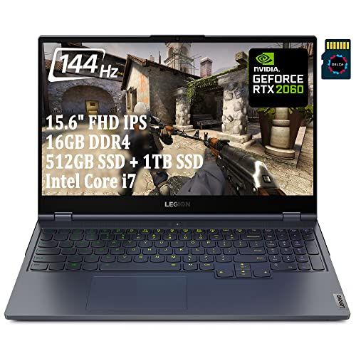 레노버 Lenovo Legion 7 15 Gaming Laptop I 15.6 FHD IPS 144Hz 500nits I Intel 6-Core i7-10750H I 16GB DDR4 512GB SSD 1TB SSD I GeForce RTX 2060 6GB I RGB Backlit Thunderbolt Win10 + 32GB M