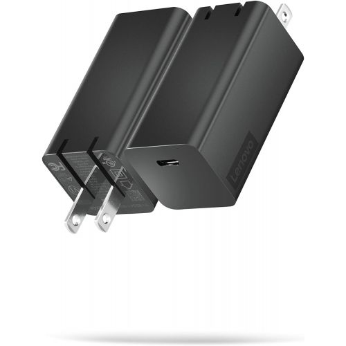 레노버 Lenovo 65W USB-C GaN Power Adapter, Fast Foldable Portable Wall Charger for Phones, Laptops, Tablets, Power Banks and Other USB-C Devices, G0A6GC65WW, Black