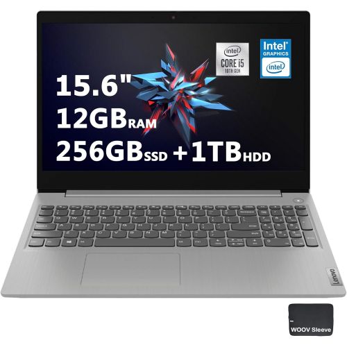 레노버 Lenovo IdeaPad 3 15.6 HD Touch Screen Laptop 10th Gen Quad-Core Intel Core i5-1035G1 (Beat i7-8550U) Bundled with Sleeve, Webcam, Windows 10, Grey (12GB256GB SSD1TB HDD)