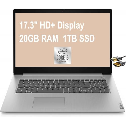 레노버 Flagship Lenovo Ideapad 3 17 Laptop Computer 17.3 HD+ Anti-Glare 10th Gen Intel Quad-Core i5-1035G1(Beats i7-8550U) 20GB DDR4 1TB SSD Intel UHD Graphics Webcam Dolby Win 10 + HDMI