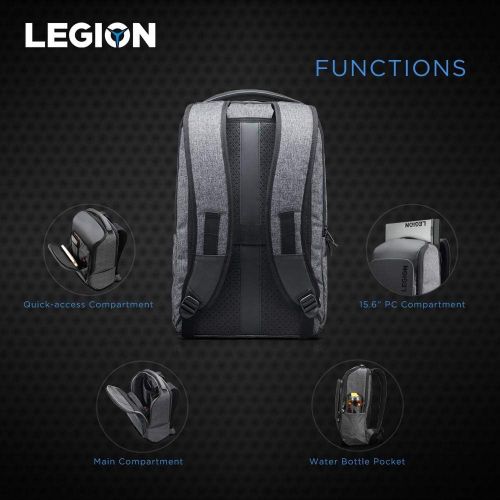 레노버 Lenovo Legion Recon 15.6 inch Gaming Backpack, sleek, modern, lightweight, water-repellent front panel, breathable back padding, for gamers, causal or college students & Legion Gam