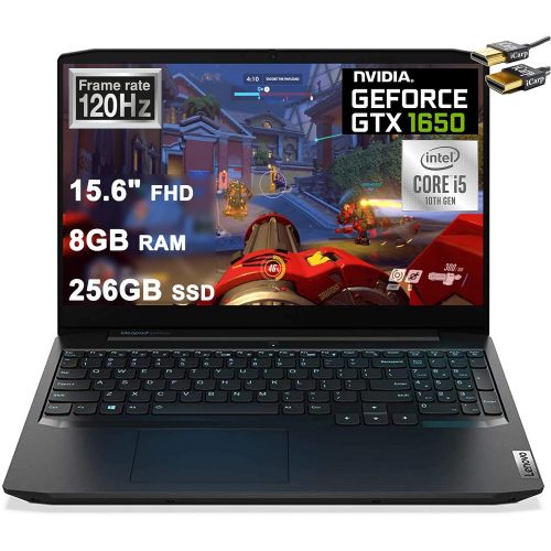 레노버 Lenovo Ideapad 3 Gaming Laptop 15.6 FHD IPS 120Hz Intel Quad-Core i5-10300H (Beats i7-8850H) 8GB DDR4 256GB SSD GTX 1650 4GB Backlit KB USB-C Dolby Win10 + HDMI Cable