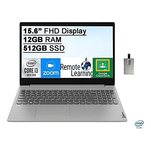 레노버 2021 Lenovo IdeaPad 3 15.6 FHD Laptop Computer, 10th Gen Intel Core i3-1005G1, 12GB RAM, 512GB PCIe SSD, Intel UHD Graphics, Dolby Audio, HD Webcam, HDMI, Windows 10S, Grey, 32GB S