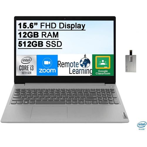 레노버 2021 Lenovo IdeaPad 3 15.6 FHD Laptop Computer, 10th Gen Intel Core i3-1005G1, 12GB RAM, 512GB PCIe SSD, Intel UHD Graphics, Dolby Audio, HD Webcam, HDMI, Windows 10S, Grey, 32GB S