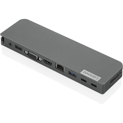 레노버 Lenovo USB-C Mini Dock, 7-in-1 Portable Dock with HDMI, VGA, USB-C, USB 3.1, USB 2, 3.5mm Audio, Ethernet, 45W Charging, Compatible with Lenovo, Apple & USB-C Laptops, G0A70065US