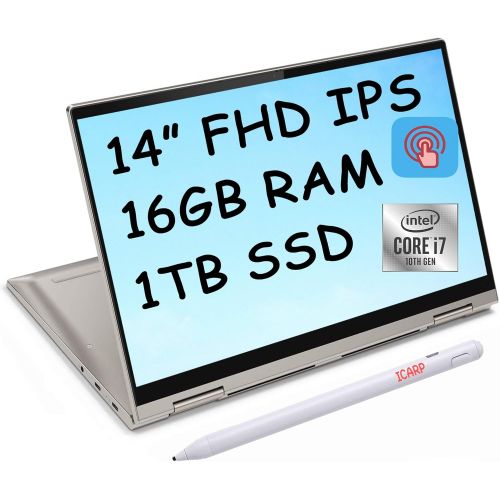 레노버 Lenovo Yoga C740 14 2-in-1 Laptop 14 Full HD IPS Touchscreen Display 10th Gen Intel Quad-Core i7-10510U 16GB DDR4 1TB SSD Backlit Keyboard Fingerprint Dolby Webcam Win 10 + Pen
