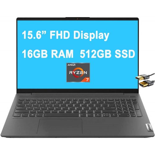 레노버 2020 Latest Lenovo IdeaPad 5 15 Laptop 15.6 inch?FHD AMD 8-Core Ryzen 7 4700U (Beats?i7-10510U)?16GB RAM 512GB SSD Backlit KB Fingerprint Dolby Audio Win?10?+?HDMI Cable