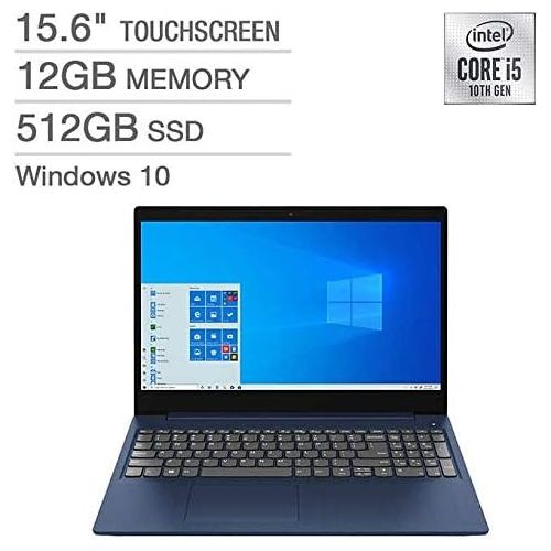 레노버 Latest_Lenovo IdeaPad 3 15.6 HD Touchscreen Laptop Notebook, Intel 10th Gen Core i5-10210U, 12GB DDR4 RAM, 512GB PCIe SSD, Webcam, Wi-Fi 6, Bluetooth 5.0, HDMI, Win10, Shoxlab 1-We