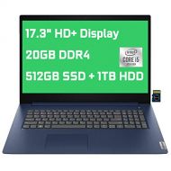 2021 Lenovo IdeaPad 3 Premium Business Laptop I 17.3 HD+ Display I 10th Gen Intel 4-Core i5-1035G1 ( i7-8665U) I 20GB DDR4 512GB SSD + 1TB HDD I Fingerprint Dolby Win10 + 32GB Micr