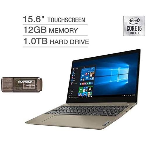 레노버 Lenovo IdeaPad 3 15.6 HD Touchscreen Anti-glare LED-Backlit Laptop, Intel Quad Core i5-1035G1, 12GB DDR4, 1TB HDD, 4-in-1 Card Reader, Webcam, Bluetooth, Wi-Fi 6, HDMI, Windows 10