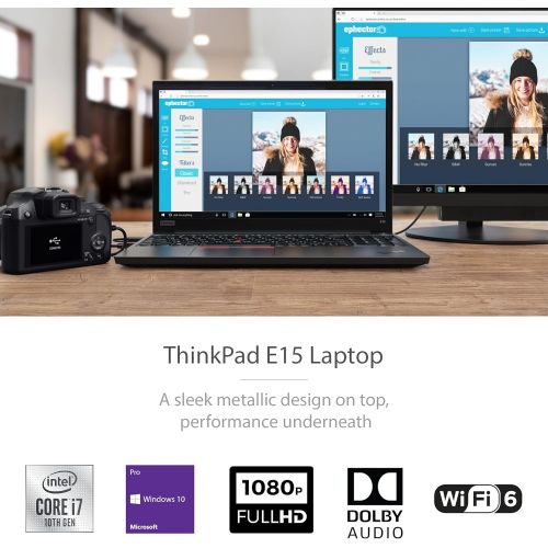 레노버 2021 Newest Lenovo Thinkpad E15 Business Laptop, 15.6 FHD IPS Display, Intel Core i7-10510U, 16GB RAM Memory, 512GB PCIe NVMe SSD, Webcam, Zoom Meeting, Windows 10 Pro, Black