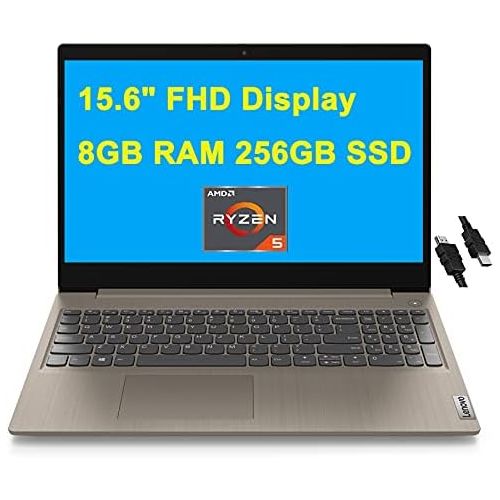 레노버 Lenovo IdeaPad 3 Business Laptop 15.6 FHD Display AMD Quad-Core Ryzen 5 3500U (Beats i5-8210Y) 8GB RAM 256GB SSD Up to 9 Hours of Battery Life Win10 Almond + HDMI Cable