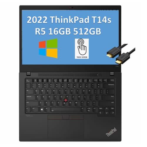 레노버 2022 Latest Lenovo ThinkPad T14s 14 FHD Touchscreen, 16GB RAM, 512GB PCIe SSD, AMD 6-Core Ryzen 5 Pro 5650U(Beat i7-1165G7) Business Laptop, Fingerprint, Backlit, IST Computers Cab