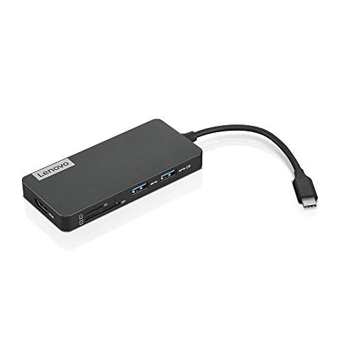 레노버 Lenovo USB-C 7-in-1 Hub, with USB-C Laptop Charging Port, USB 3.1, USB 2.0, HDMI, TF Card Reader, SD Card Reader, GX90T77924, Iron Grey