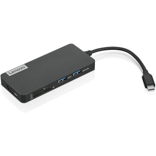 레노버 Lenovo USB-C 7-in-1 Hub, with USB-C Laptop Charging Port, USB 3.1, USB 2.0, HDMI, TF Card Reader, SD Card Reader, GX90T77924, Iron Grey