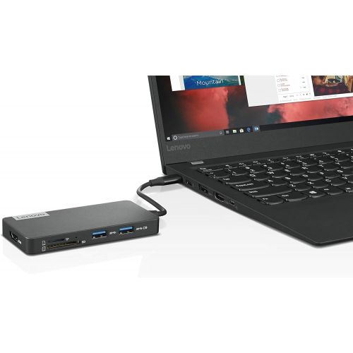 레노버 Lenovo USB-C 7-in-1 Hub, with USB-C Laptop Charging Port, USB 3.1, USB 2.0, HDMI, TF Card Reader, SD Card Reader, GX90T77924, Iron Grey
