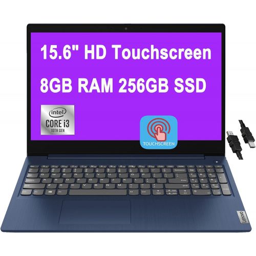 레노버 Lenovo IdeaPad 3 Laptop 15.6 HD Touchscreen 10th Gen Intel Core i3-10110U (Beats i5-8200Y) 8GB RAM 256GB SSD Intel UHD Graphics Dolby Win10 + HDMI Cable