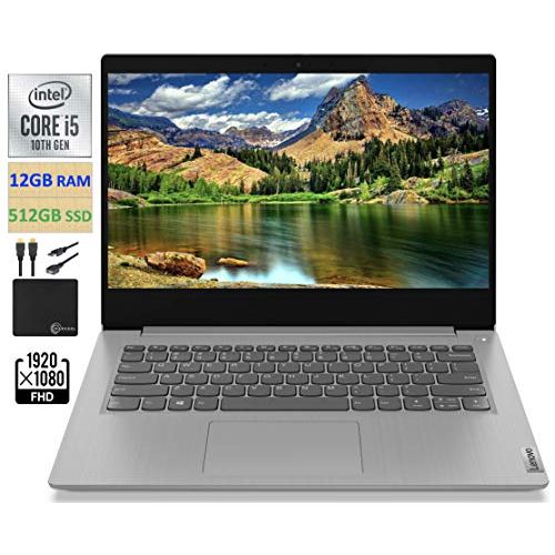 레노버 2021 Newest Lenovo IdeaPad 3 14 FHD Screen Laptop Computer, Intel Quad Core i5 1035G1 Up to 3.6GHz (Beats i7 8550U), 12GB DDR4 RAM, 512GB PCI e SSD, Webcam, WiFi, HDMI, Windows 10