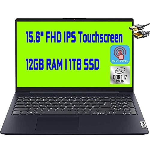 레노버 Latest 2020 Lenovo IdeaPad 5 15 Business Laptop Intel Quad Core i7 1065G7 15.6 FHD IPS Touchscreen Display 12GB DDR4 1TB SSD Fingerprint Backlit Keyboard Dolby USB C Win 10 + HDMI