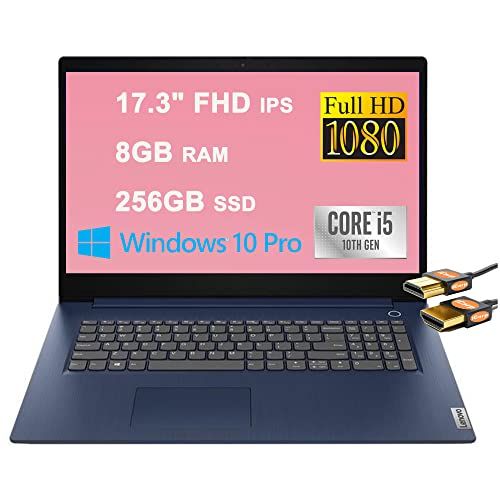 레노버 Lenovo Ideapad 3 17 Flagship Business Laptop 17.3 FHD IPS Anti Glare Display 10th Gen Intel Quad Core i5 1035G1 (Beats i7 8550U) 8GB RAM 256GB SSD Fingerprint Dolby Audio Win10 Pro
