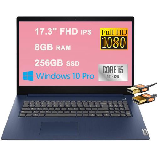 레노버 Lenovo Ideapad 3 17 Flagship Business Laptop 17.3 FHD IPS Anti Glare Display 10th Gen Intel Quad Core i5 1035G1 (Beats i7 8550U) 8GB RAM 256GB SSD Fingerprint Dolby Audio Win10 Pro
