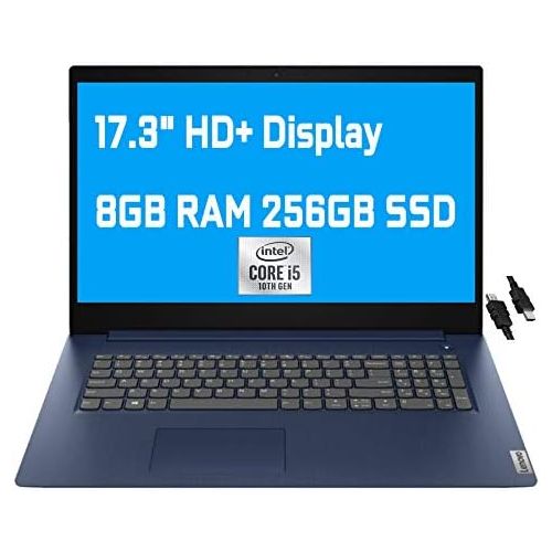 레노버 2021 Flagship Lenovo IdeaPad 3 Business Laptop 17.3 HD+ Display 10th Gen Intel 4-Core i5-1035G1 (Beats i7-8665U) 8GB RAM 256GB SSD Intel UHD Graphics Fingerprint Dolby Win10 + HDMI