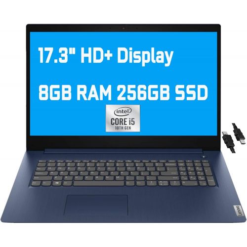 레노버 2021 Flagship Lenovo IdeaPad 3 Business Laptop 17.3 HD+ Display 10th Gen Intel 4-Core i5-1035G1 (Beats i7-8665U) 8GB RAM 256GB SSD Intel UHD Graphics Fingerprint Dolby Win10 + HDMI