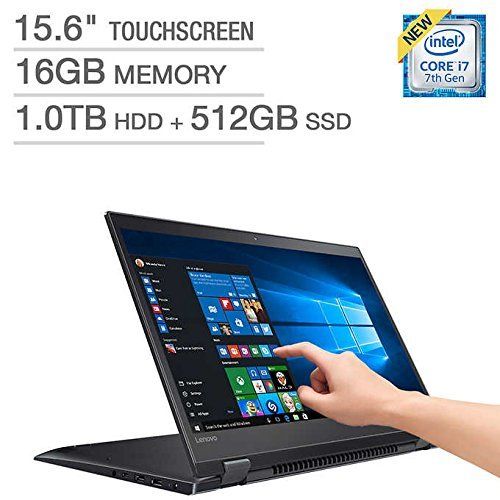 레노버 Lenovo Flex 5 15 2-in-1 Touchscreen Laptop 4K Ultra HD Intel i7-7500U 16GB RAM 1TB HDD + 512GB SSD 2GB NVIDIA GeForce Backlit Keyboard Win 10