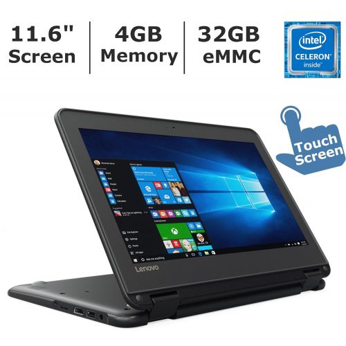 레노버 Lenovo N23 2-in-1 Convertible Laptop, 11.6 Touchscreen HD IPS Display, Intel Celeron Dual Core Processor up to 2.5 GHz, 4GB RAM, 32GB SSD, Webcam, Bluetooth, Windows 10 Professiona