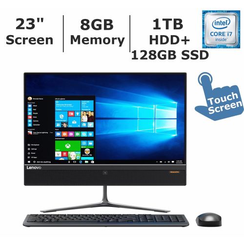 레노버 2017 Newest Edition Lenovo IdeaCentre 510 23 Full HD(1920x1080) Premium High Performance All-in-One Desktop, Intel Core i7-6700T, 8GB RAM, 1TB HDD+128GB SSD, Win10