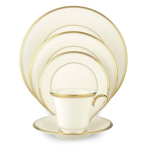 레녹스 Lenox Eternal White Gold-Banded Bone China 5-Piece Place Setting, Service for 1