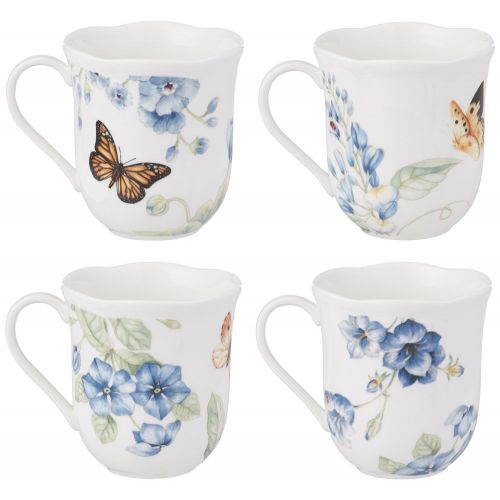 레녹스 Lenox Butterfly Meadow Assorted Blue Mug, Set of 4