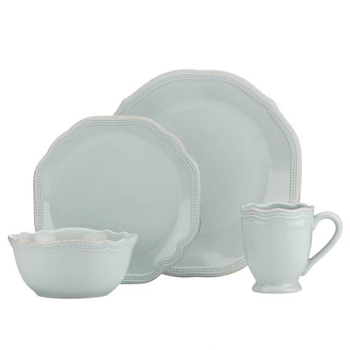 레녹스 Lenox French Perle Bead 16-Piece Dinnerware Set in Ice Blue