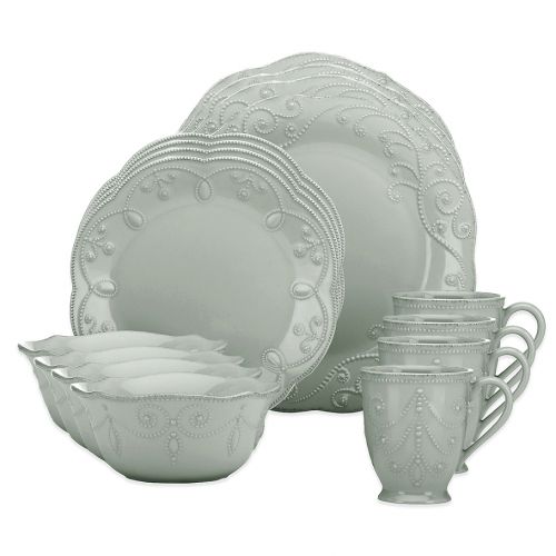 레녹스 Lenox French Perle 16-Piece Dinnerware Set in Grey