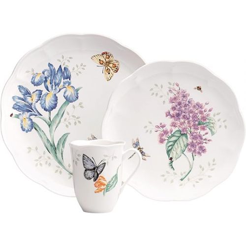 레녹스 Lenox 6342794 Lenox Butterfly Meadow 18-Piece Dinnerware Set White