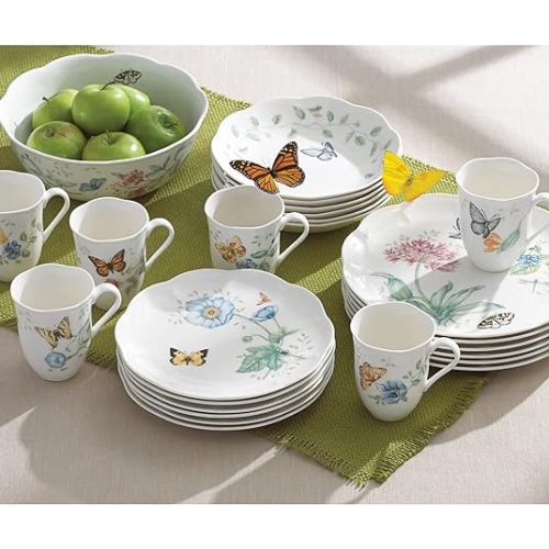 레녹스 Lenox 6342794 Lenox Butterfly Meadow 18-Piece Dinnerware Set White