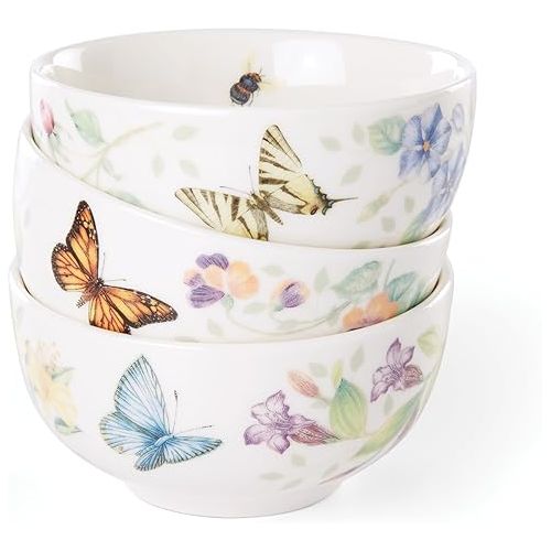 레녹스 Lenox Butterfly Meadow Kitchen 3-Piece Mini Bowl Set, 1.70 LB, Multi