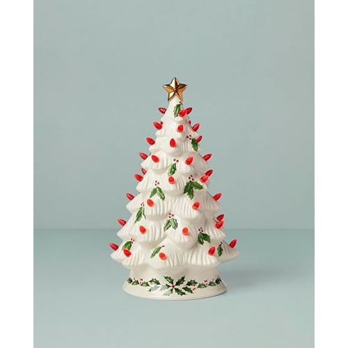 레녹스 Lenox 893624 Treasured Traditions Holiday Red Bulbs Lit Tree