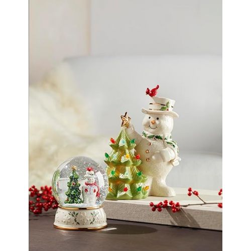 레녹스 Lenox Happy Holly Days Snow Globe, 1.90, Ivory