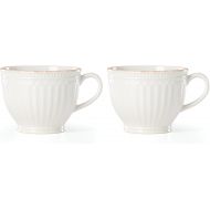 Lenox French Perle Groove 2-Piece Latte Mug Set, 2.30 LB, White