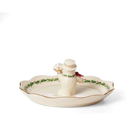 레녹스 Lenox Snowman Treat Dish, 1.45, Ivory