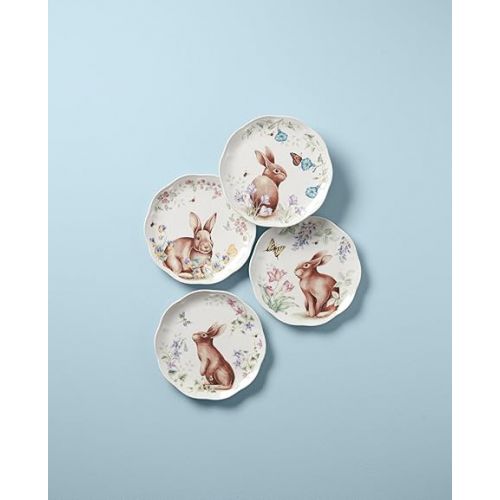 레녹스 Lenox 893465 Butterfly Meadow Bunny 4-Piece Accent Plate Set