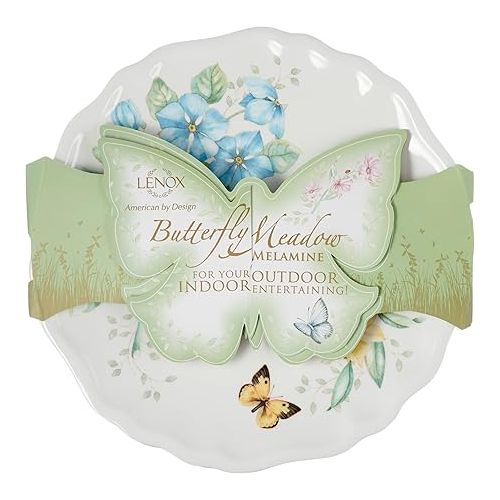 레녹스 Lenox Butterfly Meadow Melamine Dinner Plates (Set of 4), White