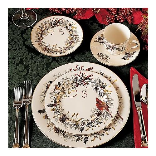 레녹스 Lenox 185591602 Winter Greetings, Ivory Bone China, 5-Piece Place Setting