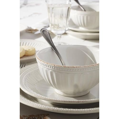 레녹스 Lenox French Perle Groove 12-Piece Plate & Bowl Set, 23.05 LB, White