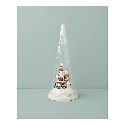 레녹스 Lenox Lit Christmas Cone with Santa Scene, 1.50, Multi