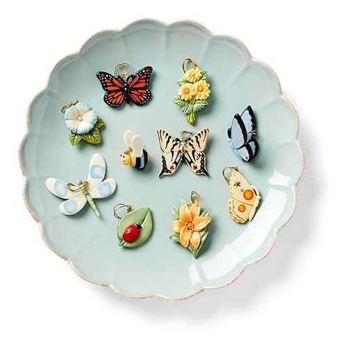 레녹스 Lenox Butterfly Meadow 10-Piece Ornament Set, 0.45 LB, Multi