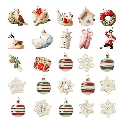 레녹스 Lenox 893625 Advent Calendar Tree & Ornaments 25-Piece Set
