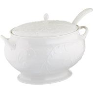 Lenox Opal Innocence Carved Covered Soup Tureen with Ladle, 10-1/4-Inch, White, 152 ounces