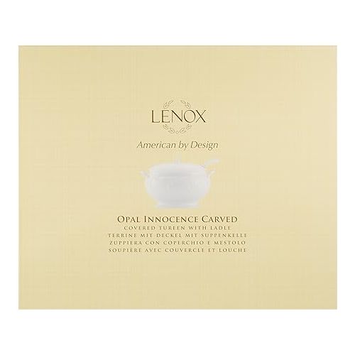레녹스 Lenox Opal Innocence Carved Covered Soup Tureen with Ladle, 10-1/4-Inch, White, 152 ounces